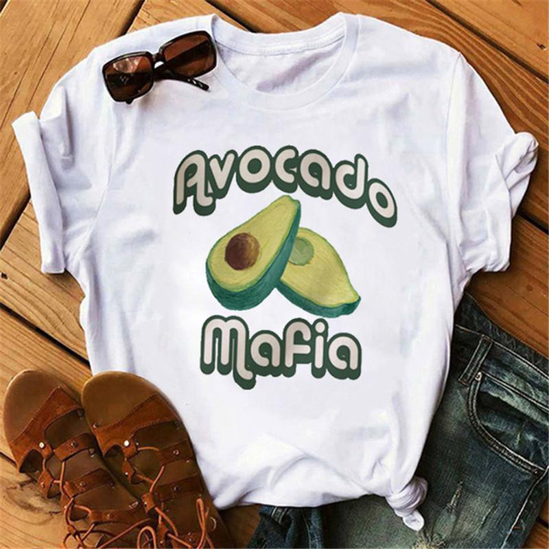 Maglietta Casual Harajuku da Donna Maycaur con Stampa di Avocado Estate Manica Corta T-shirt Casual Girocollo