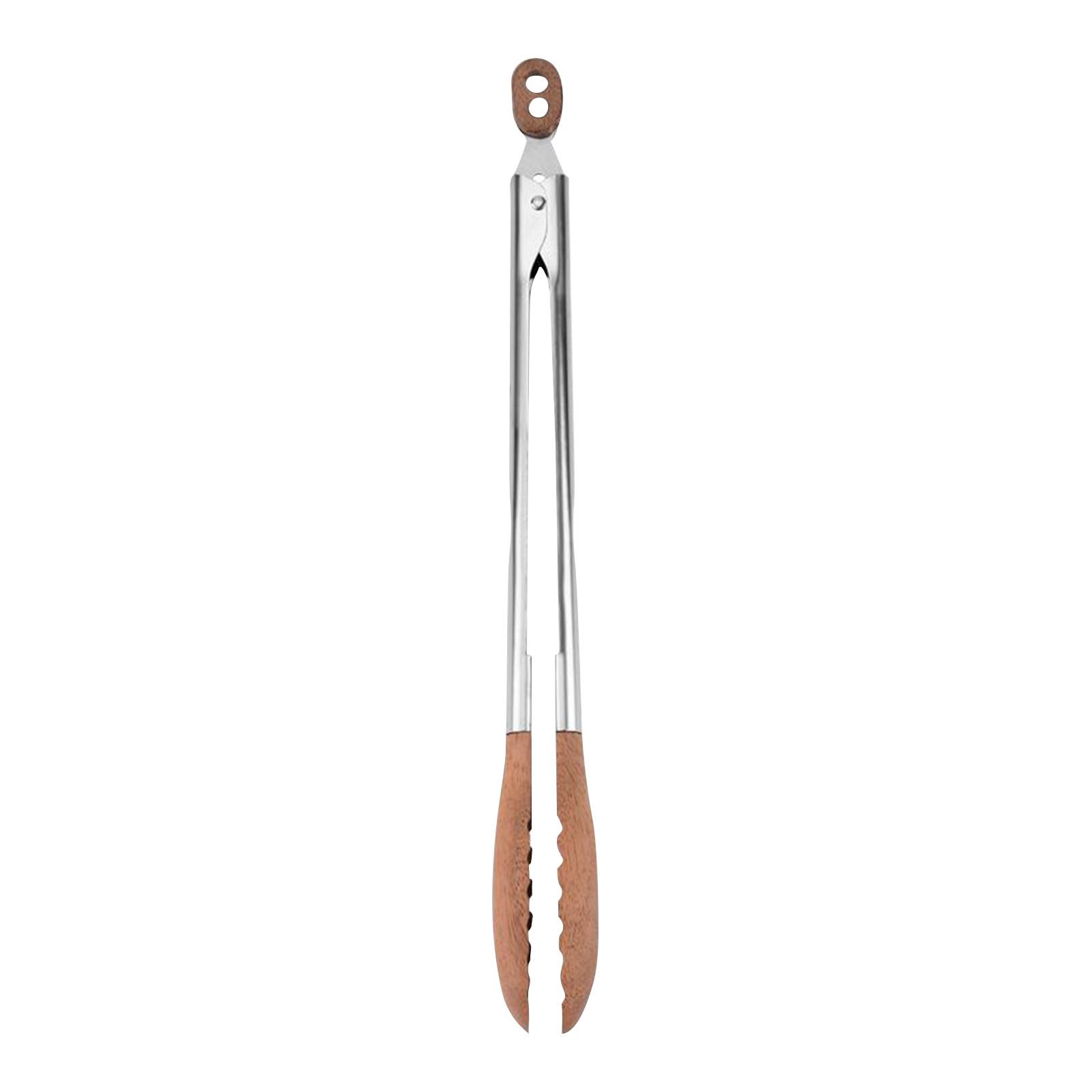 

Cooking Wooden Tongs, Stainless Steel Non-slip Long Handle Wooden Tongs With Hanging Hole, Home Creative Cooking Tongs For Grilling, Serving, Mixing One Size