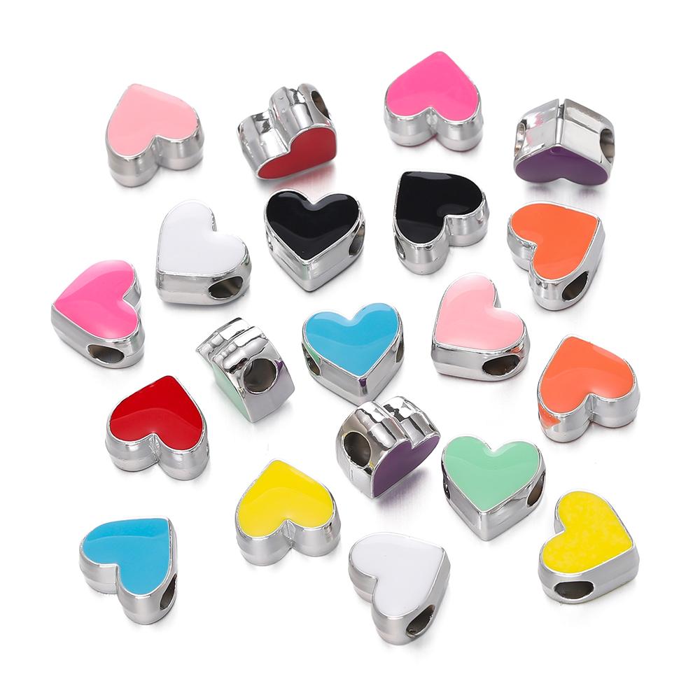 5 pezzi/Lotto Perline CCB Colorate a Forma di Cuore con Foro Grande Distanziatori Perline Sfuse per Braccialetti Collane Accessori per la Creazione di Gioielli