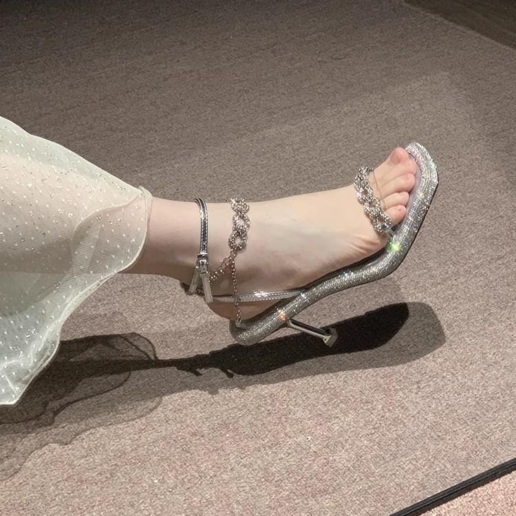 Fashion Beautiful Stiletto High Heels Women's 2025 Summer Gentle Rhinestone Small Man Beautiful Sandals