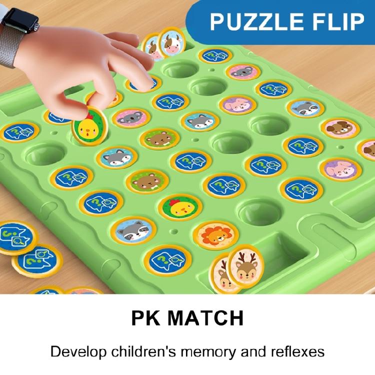 Multiplayer Animal/Fruit Theme Board Game Toy for Kids with Flip Chess for Family Gathering Classroom Activity Supply