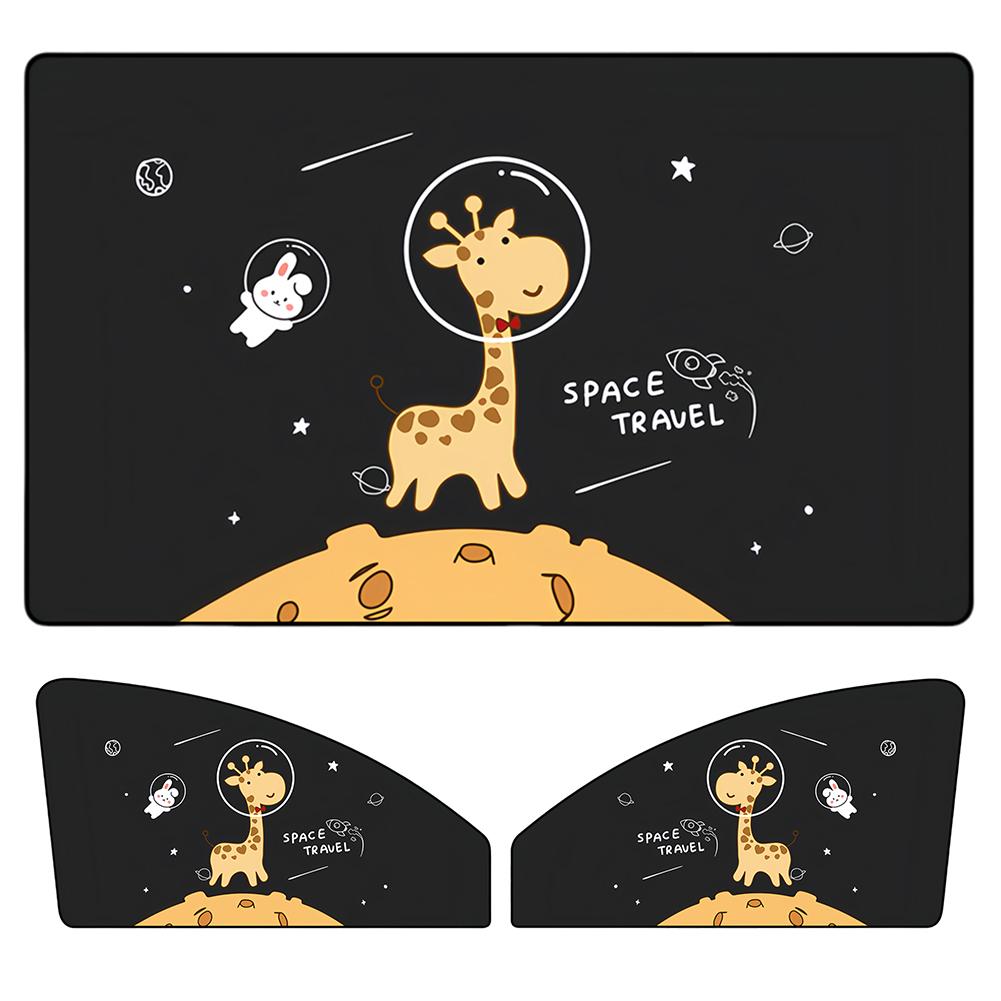 Cartoon Side Window Sunshade Cute Giraffe Magnetic Auto Sunscreen Curtain Foldable Car Side Window Curtain for Kid Baby Children