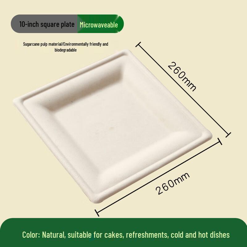 Biodegradable Square Sugarcane Pulp Plates