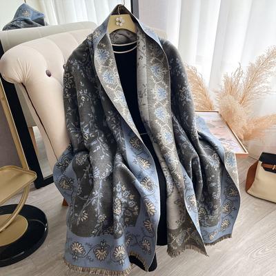 Winter Luxury  Women'S Cashmere Pashmina Scarf Floral & Botanical Jacquard Shawl Wrap Thick Warm Poncho Blanket Bufand