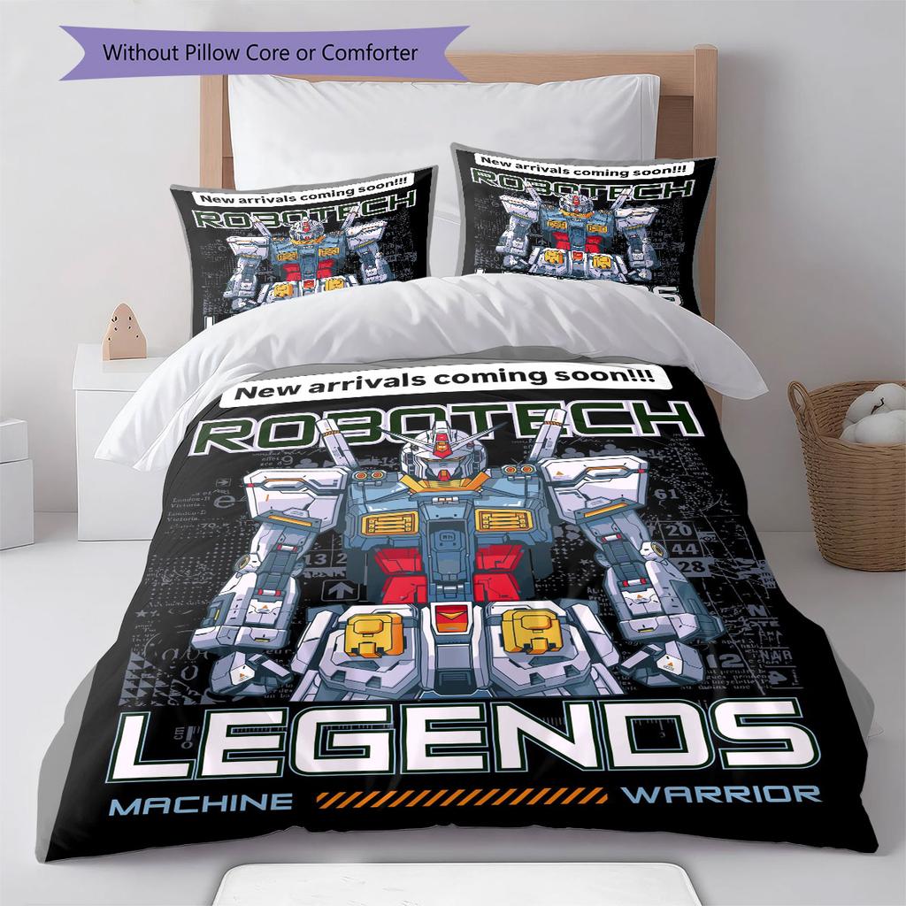 Cool Gundam Pattern Bedding Set 3Pcs Printed Duvet Cover Set Boys Bedroom Bed Set No Sheet No Comforter Core