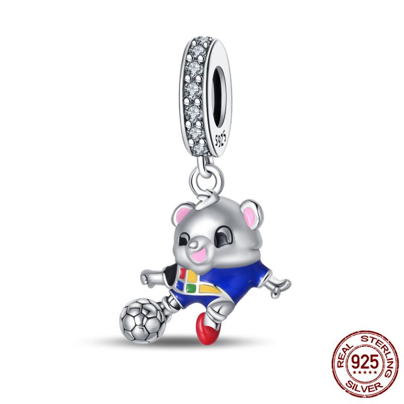 Compatible With Authentic Original Bracelets and 3MM Bracelets Do It Yourself European Football Charm Bead Components 100% Copper Metal High Quality