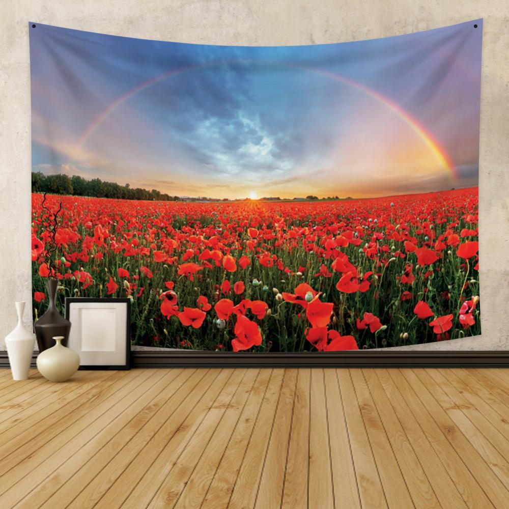 Natural psychedelic wall hanging lavender flower sea tapestry landscape art wall covering decorative blanket background tapiz