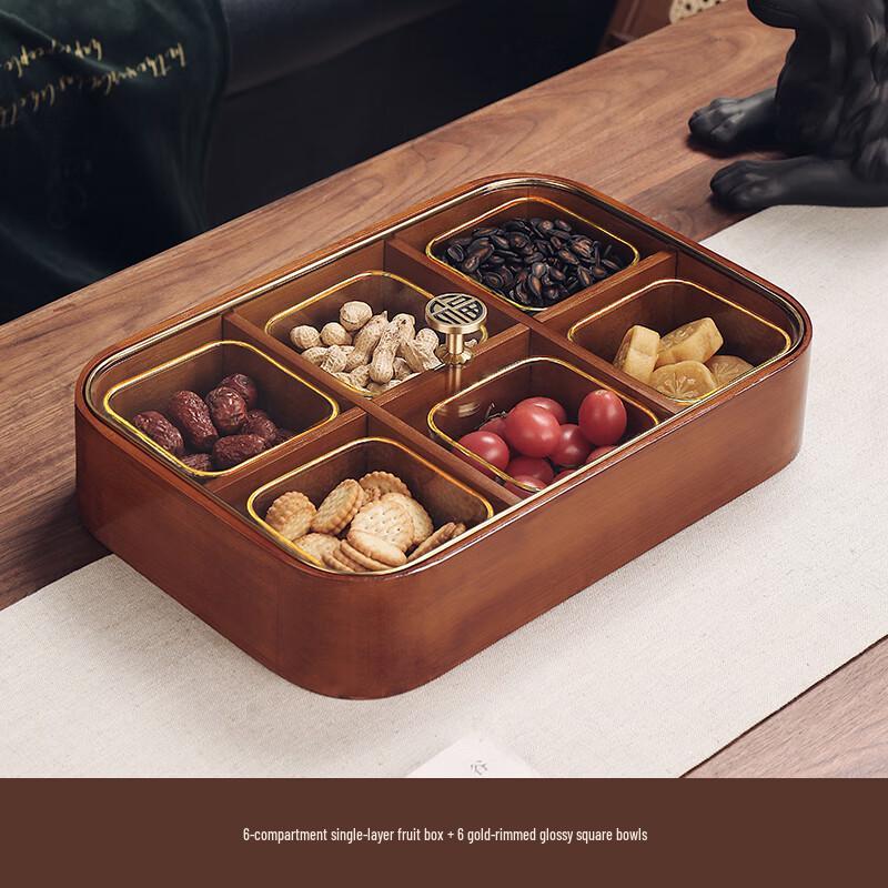 Naijiang New Chinese Solid Wood Covered Snack & Fruit Tray
