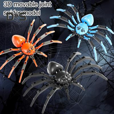 3D Colorful Giant Spider Figurine Movable Joints Spider Model Realistic Animal Decoration Educational Spider Assembly Toy Desktop Ornament
