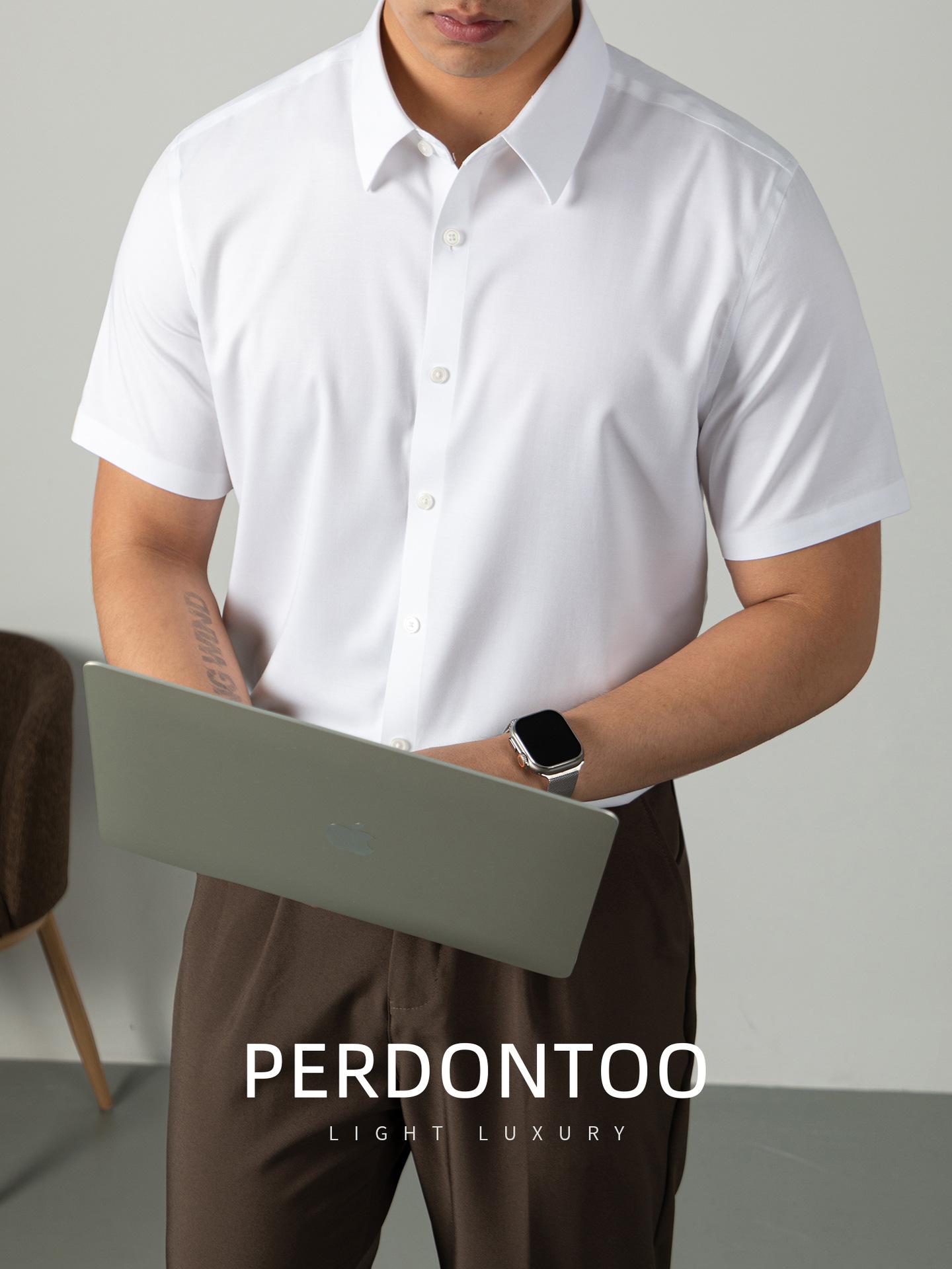 Modal cold silk cool seamless shirt men s short-sleeved summer non-ironing and anti-wrinkle shirt high-end business new M белый 4590₽