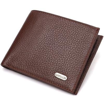 Znakomity portfel męski wykonany z prawdziwej skóry licowej CANPELLINI 21775 Brąz