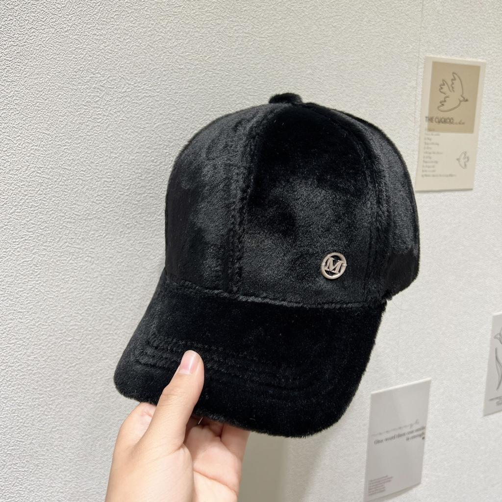Winter Duck Tongue L Hat with Plush and Thickened Warm Baseball Cap Korean Version Women's Hat