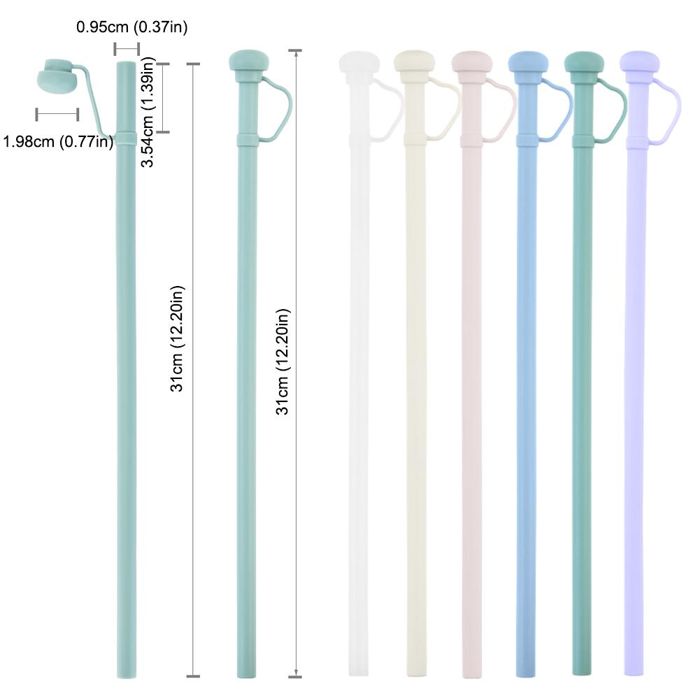 Paille de Rechange en Silicone avec Embout de Paille Paille Longue Réutilisable Paille pour Tasse Stanley 20/30/40oz Accessoires