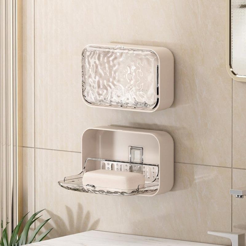 Bathroom Wall Mount Soap Holder Drainage Shelf Organizers Adhesive Mount Soap Dish Bathroom Organizers Soap Holder