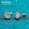 KNOBSPIN Moissanite Stud Earrings White Gold Plated Silver D VVS1 Round Cut Lab Diamond Screw Ear Studs For Women