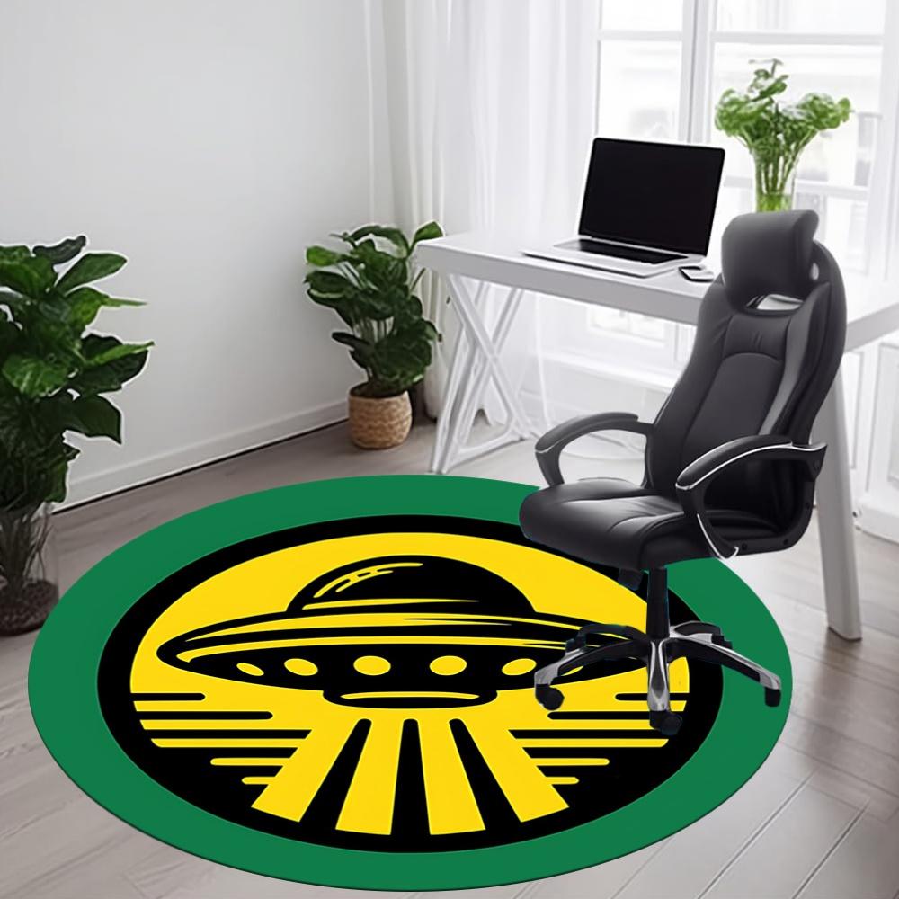 1pc UFO Alien Office Round Area Rug, Indoor Mat Suitable For Office, Under Office Chairs Bedroom Living Room Home Decor, Room Deco