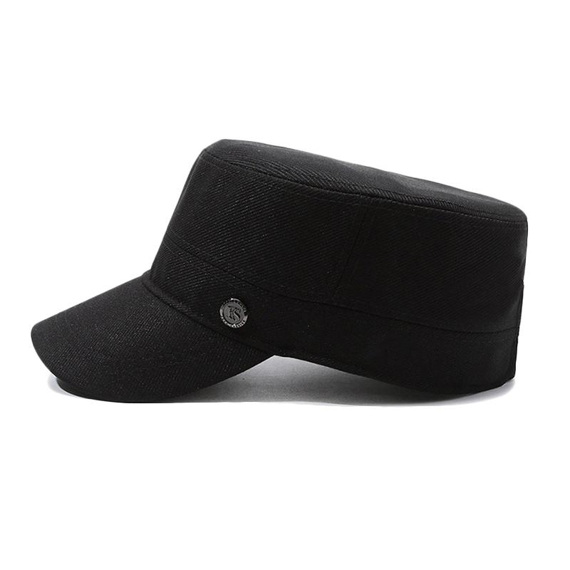 Men's Spring Autumn Flat Top Hat Outdoor Sun Hat Outdoor Middle-Aged and Elderly Cap Military Caps Army Visors Hat Training Cadet Caps