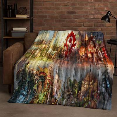 HD WOW World of Warcraft Game Demon Hunter Arthas Cartoon Flannel Blanket,Ultra Soft Plush Throw for Home Bedroom Bed Sofa Cover