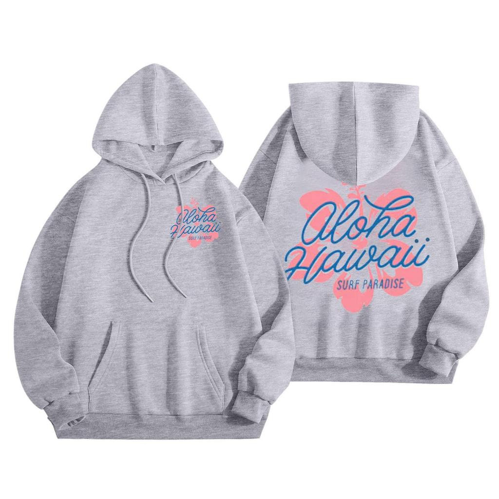 Hawaii Flower Printing Women's Hoodies Long-Sleeve Causual Daily Wear Women Hoodies Oversized Sudadera de mujer