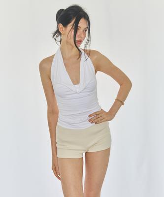 Yuhili Basic Ribbed Shorts/Cream