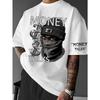 European and American Men's Summer Figure Wealth Letter Print Comfortable and Breathable Round Neck Tshirt Outdoor Street Top