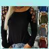 Oversized Long Sleeve T Shirt With Splicing And Sparkling Details For Women