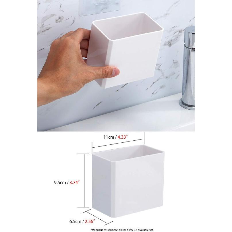 Floating Shelf Wall Mounted Plastic Storage Organizer Bin, Makeup Organizer Adhesive Bathroom Organizer Ledge Shelf for Home Decor, Kitchen,