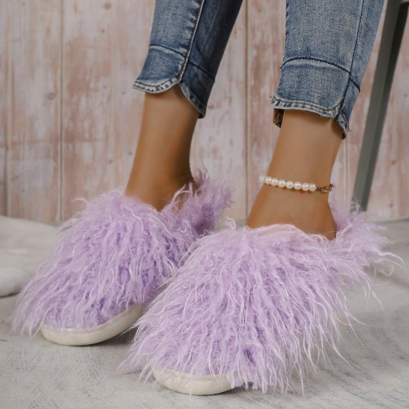 New Mao Mao Mop Large Size Indoor Casual Slippers Autumn and Winter Warm Women's Hair Slippers