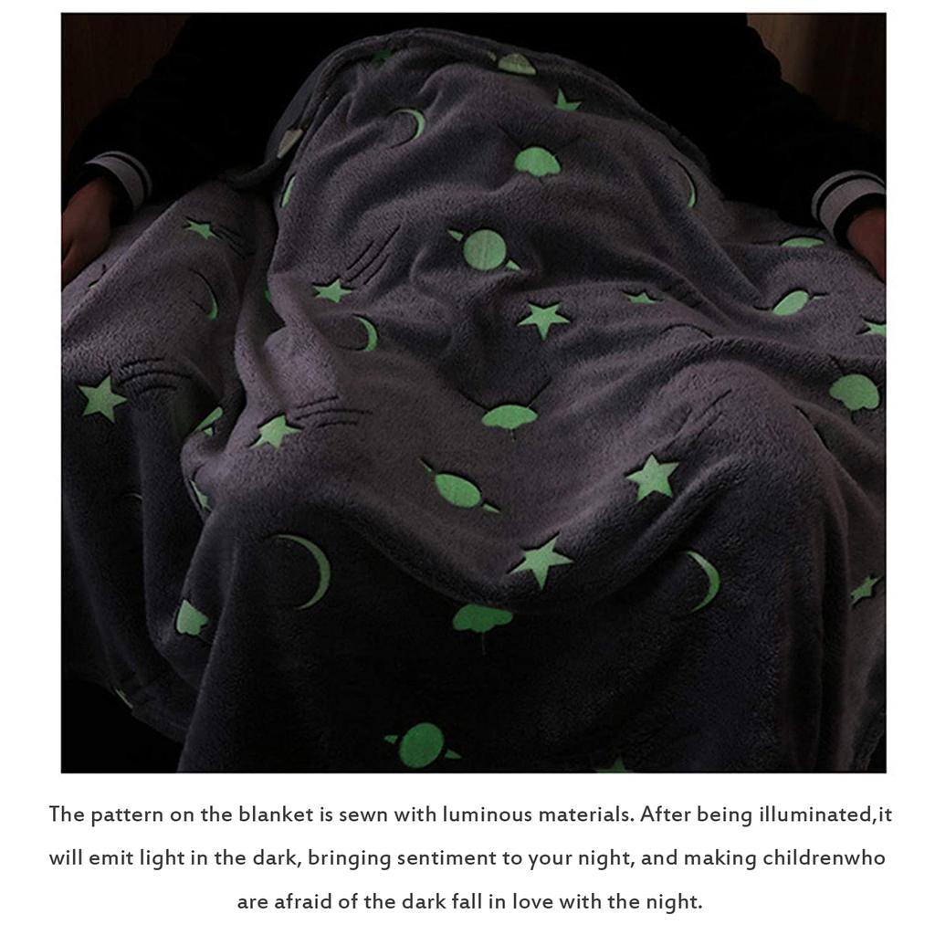 Luminous Flannel Blanket Creative Star and Moon Pattern Soft Fleece Blanket Suitable For All Seasons