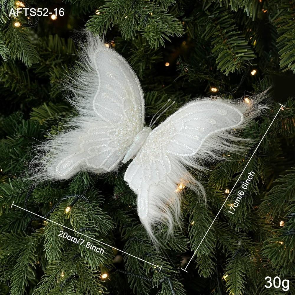 Sequin Bead Butterfly Ornament Fluff Hair Xmas Hanger New Party Decor  Holiday Event
