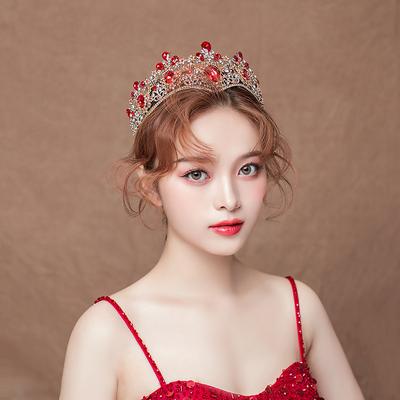 Bridal Tiara Red Crown Hair Accessories Forest Fairy Beauty Toast Dress Wedding Accessories Crown Gift