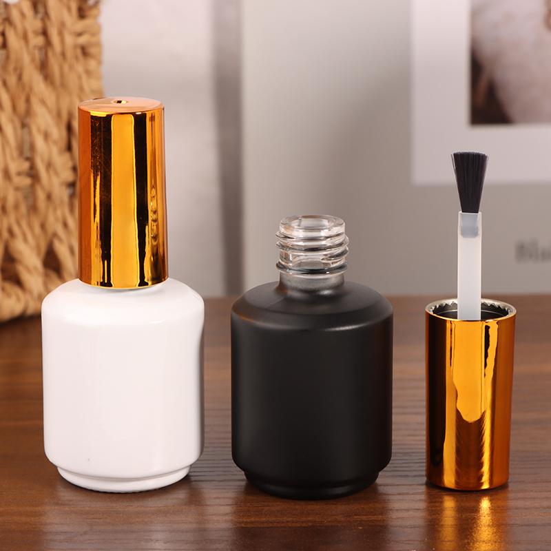 15Ml Empty Nail Polish Bottle With Brush Gold Cover Refill Bottle Glue Bottle Small Sample Nail Gel Polish Containers Glass