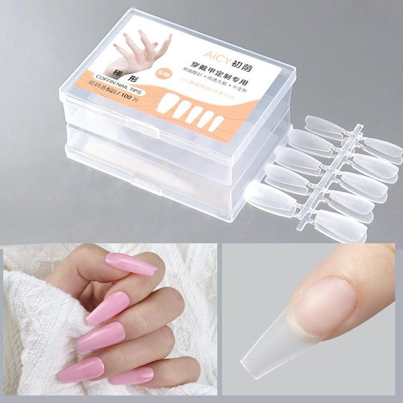 100Pcs/Box Matte Fake Nails No Polishing Press On False Nails Medium Short Design High Matt Soft Gel Nail Tips For Extension