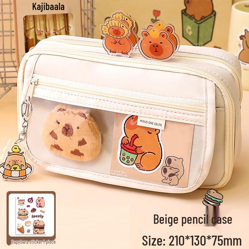 Piórnik Kapibara, Design 2024, Duża Pojemność, Unisex, dla Uczniów Szkolnych, Modna i Praktyczna Torba na Artykuły Papiernicze.