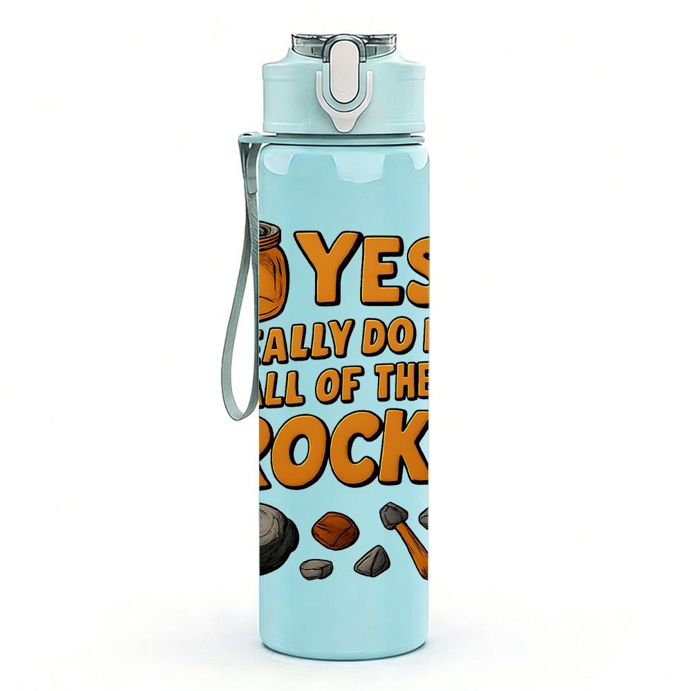 1PC Bee Honey Rock Funny Quote Text 750ml Color Plastic Sports Water Bottle Leakproof Flip Straw Lid Suitable for Sports Office Home Use