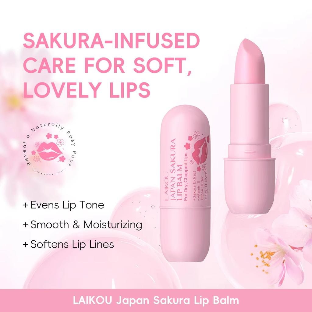 Japanischer Kirschblüten-Lippenbalsam, Reich an Kirschblüten-Essenz, Tiefenwirksam feuchtigkeitsspendend, Lang anhaltende Hydratation, Vitamin E, Fruchtiger Lippenstift