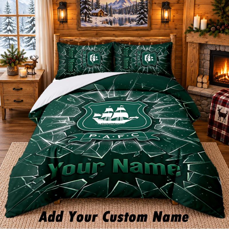 Plymouth Argyle FC Pattern Bedding 3Pcs Set Custom Name, Bed Sheet And Pillowcases For Home Bedroom