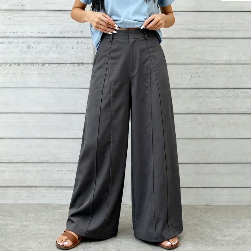 Women S Loose Relaxed Fit Wide Leg Casual Trousers M