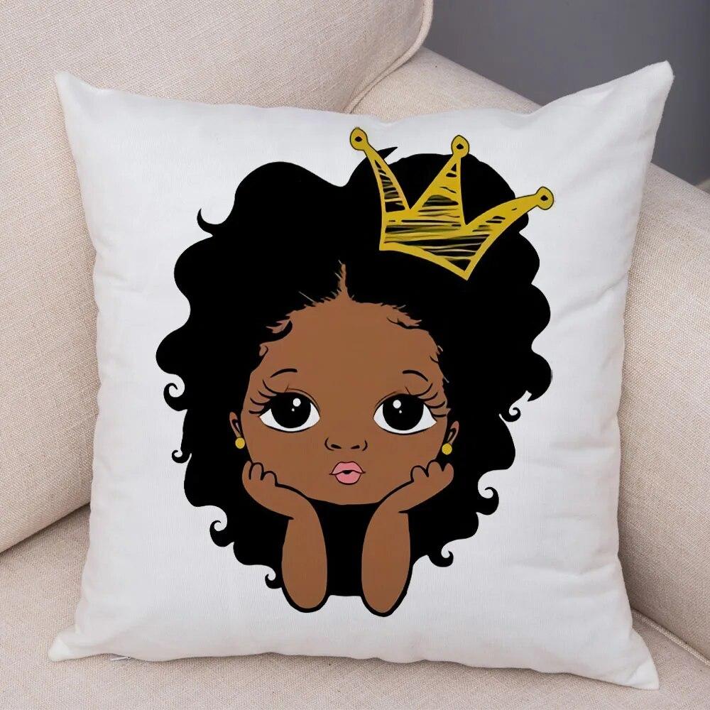 Home Decor African Baby Sofa Cushion Cover Bedroom Home Kids Room Decor Cute Cartoon Girl Pillowcase