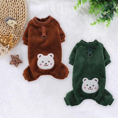 Haustier Warme Fleece Kleidung Vierbeiniges Outfit für Hunde und Katzen Winter Verdickte Gemütliche Kleidung mit Leinenbefestigung Kapuzenloser Kälteschutz