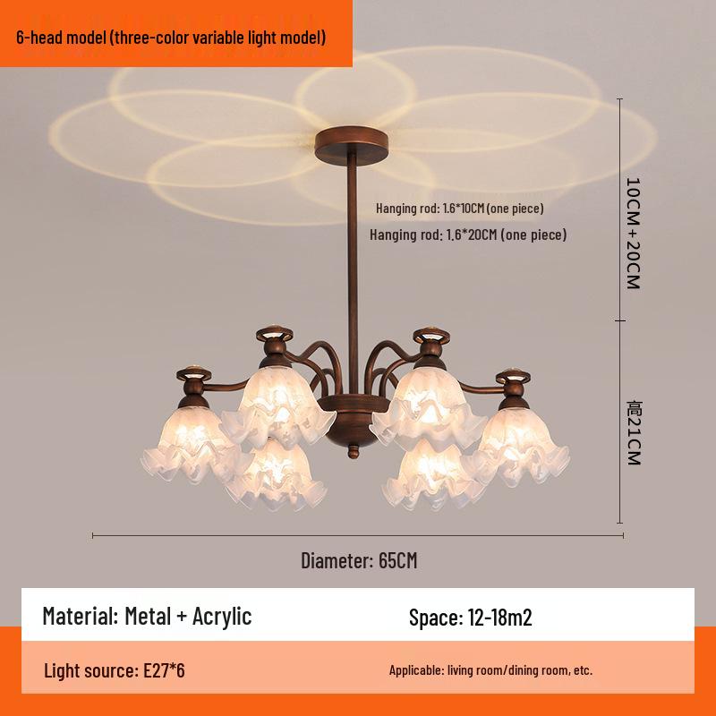 French Retro Nanyang Style Chandelier for Living Room, Restaurant, or Bedroom