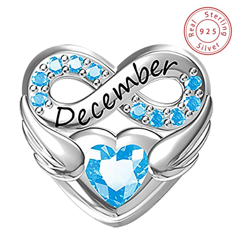 

Высококачественные бусины-подвески из стерлингового серебра S925, украшение в форме сердца в декабре, подходит для прекрасных женщин