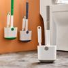 Toilet Brush Set Wall Mounted Toilet Brush With Drain Holder Silicone Flat Head Flexible Soft Bristles Cleaning Brush