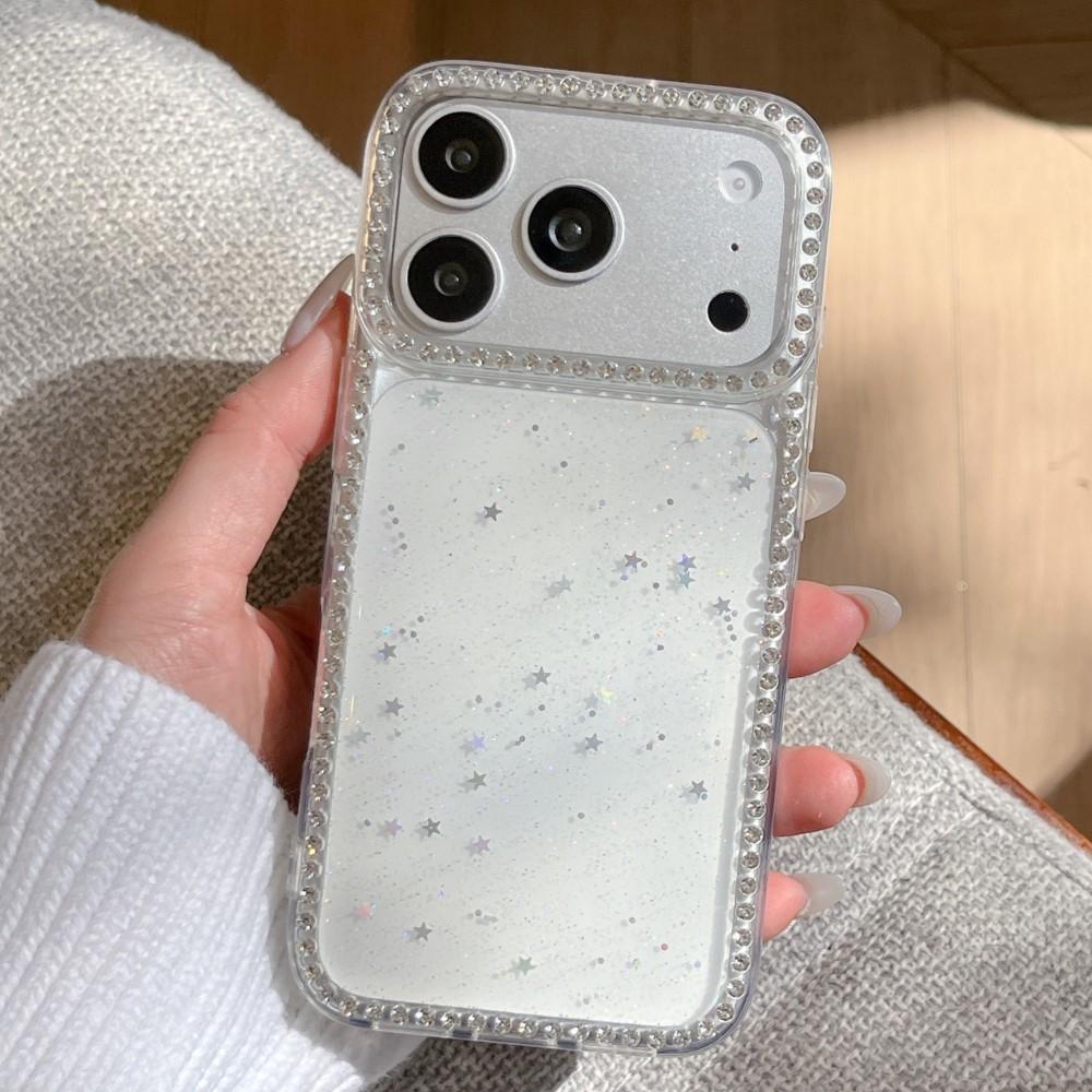 Luxury Bling Diamond Frame Glitter Case for iPhone 17 Air 16 15 14 Plus 13 12 11 Pro Max Clear Shockproof Soft Girly Women Cover