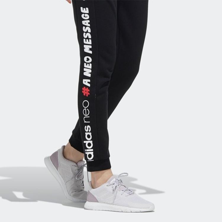 Adidas Neo Logo Slim Fit Casual Sports Pants Women Bottoms Black FU0218
