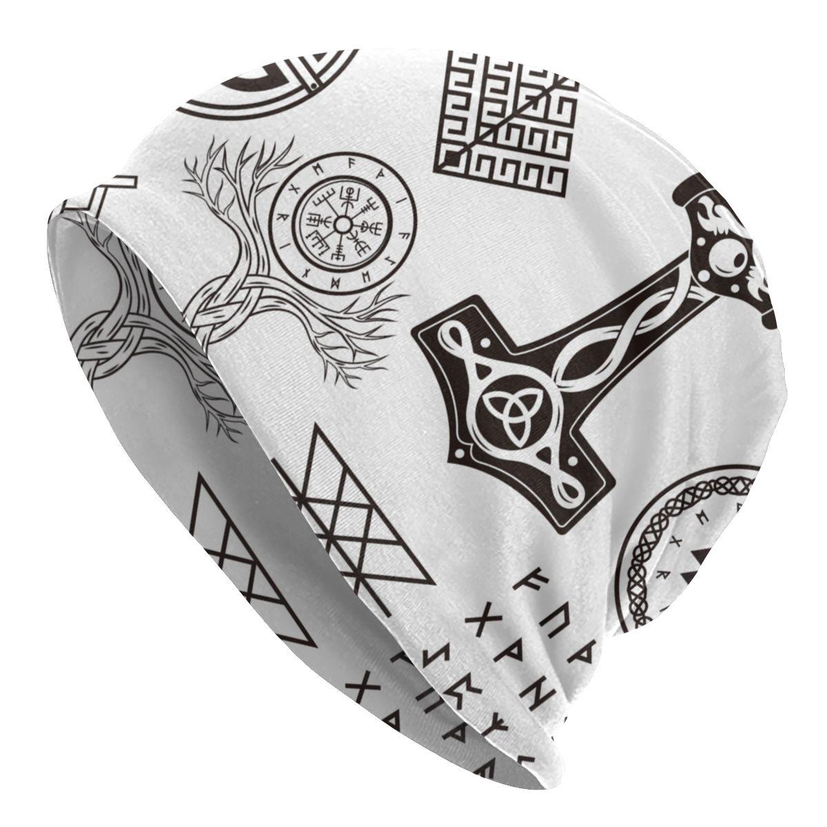 

Шапки Viking Ragnar Lothbrok Skullies, шапки Norse Vegisir Runes, повседневные уличные шапки унисекс, теплые вязаные шапки двойного назначения One Size