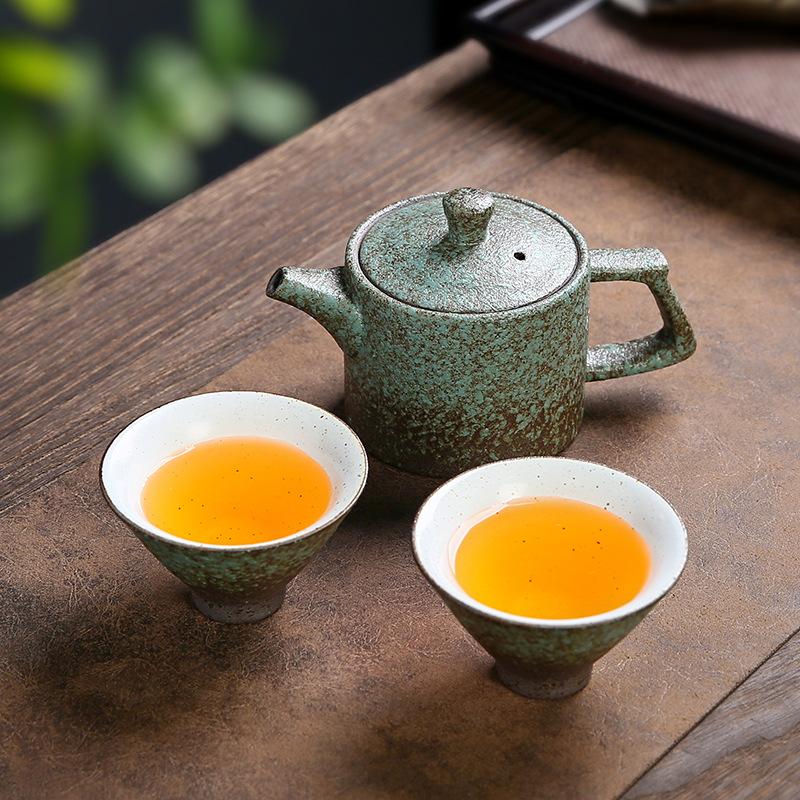 

Rustic Vintage One Pot Two Cups Quick Tea Set Dry Brew Japanese Style Teapot Office Travel Tea Set Ceramic Tea Set