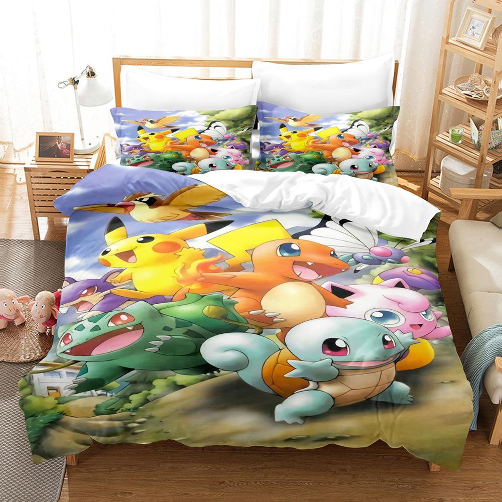 High Definition Animation Digital Baby 3D Digital Printing Three-Piece Quilt Cover Home Textile Bed Sheet Kit
