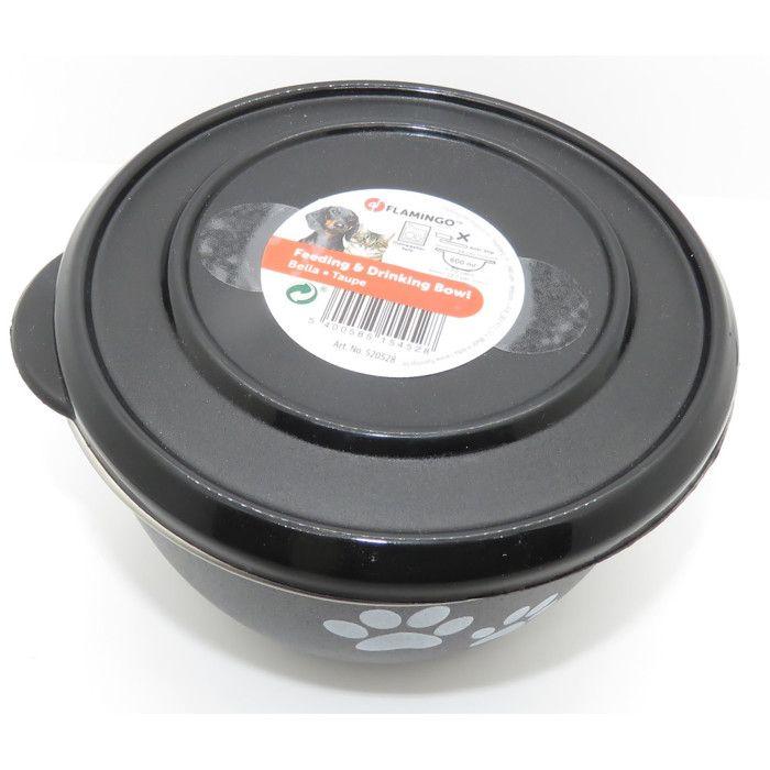 Écuelle avec couvercle - FLAMINGO - Kena - inox noir - 600 ml - Ø 12,7 cm