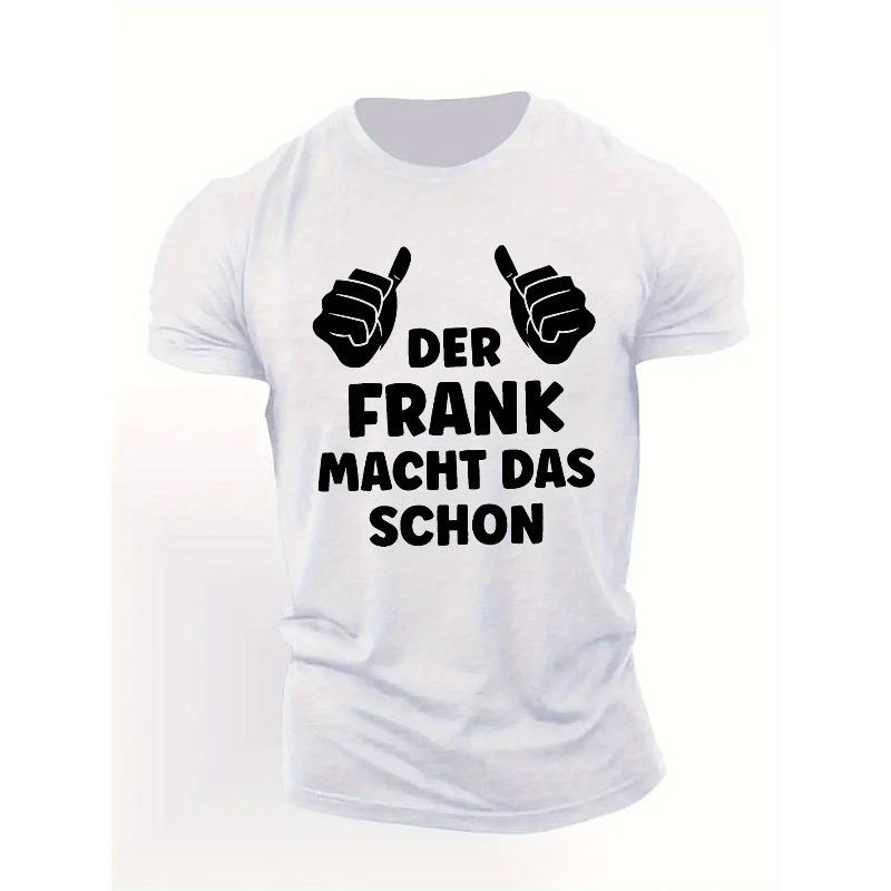 European Size Men's Style Short Sleeve T-Shirt - Casual Summer Round Neck Top with German Text Print | Machine Washable Summer Wardrobe Staple